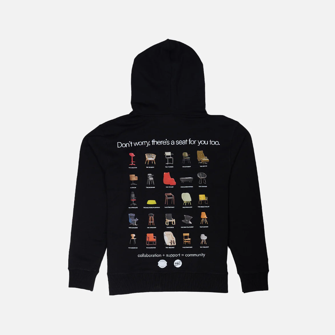 REC PHILLY X LAPSTONE "A SEAT AT THE TABLE" HOODIE - BLACK - Image 2