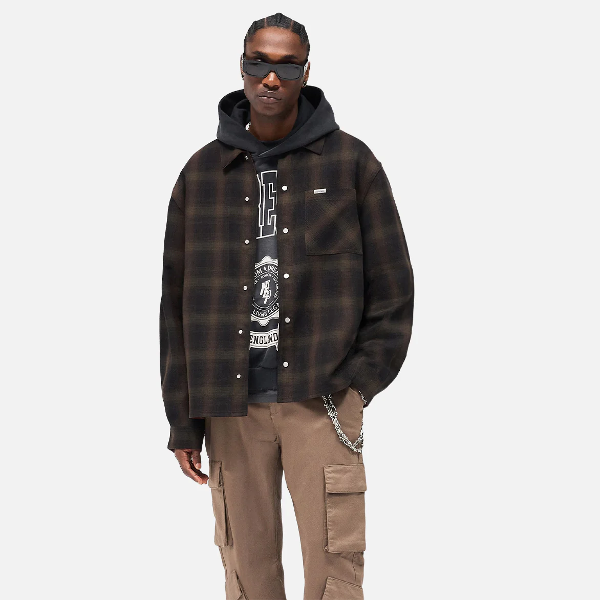 BONDED REVERSIBLE CHECK SHIRT - NERO - Image 5