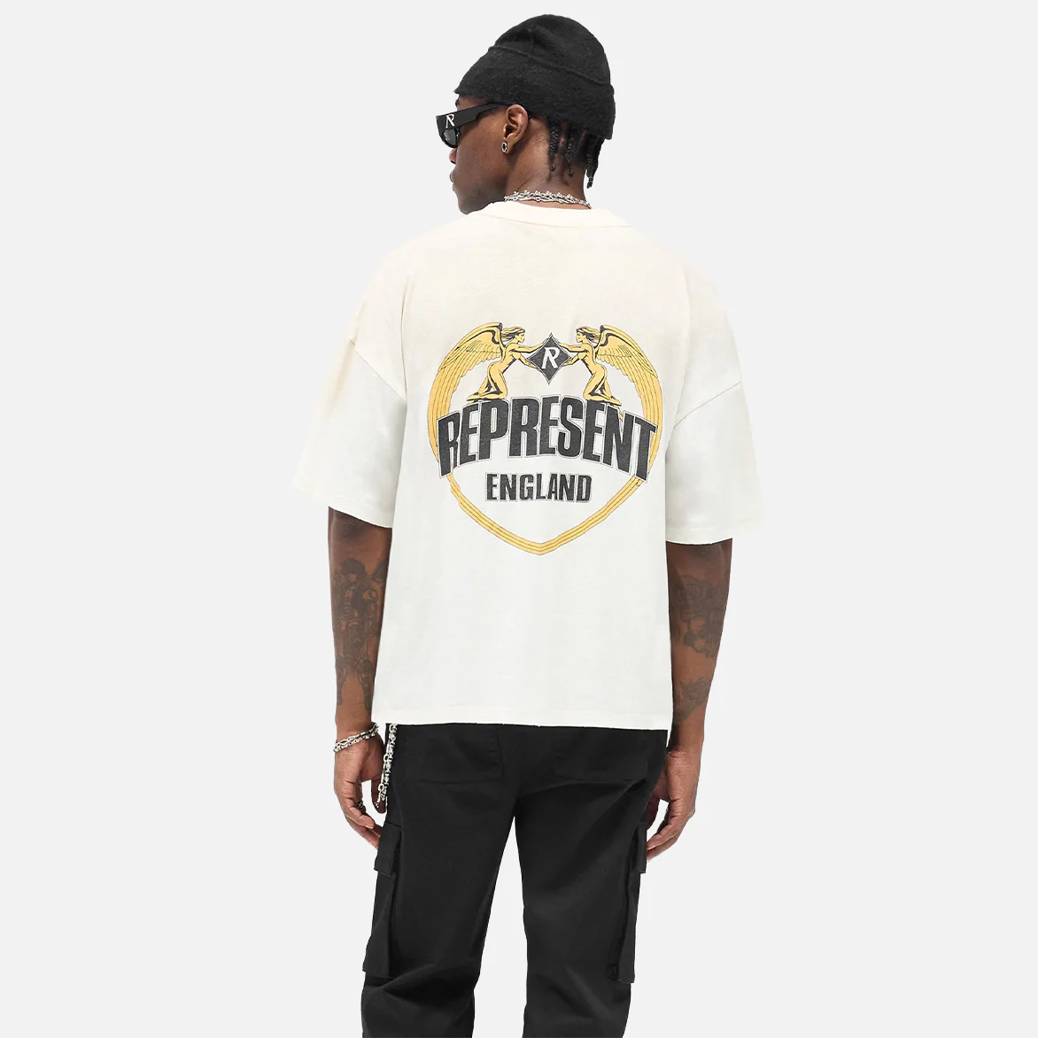 REPRESENT ANGEL BORDER TEE - WASHED ECRU - Image 4