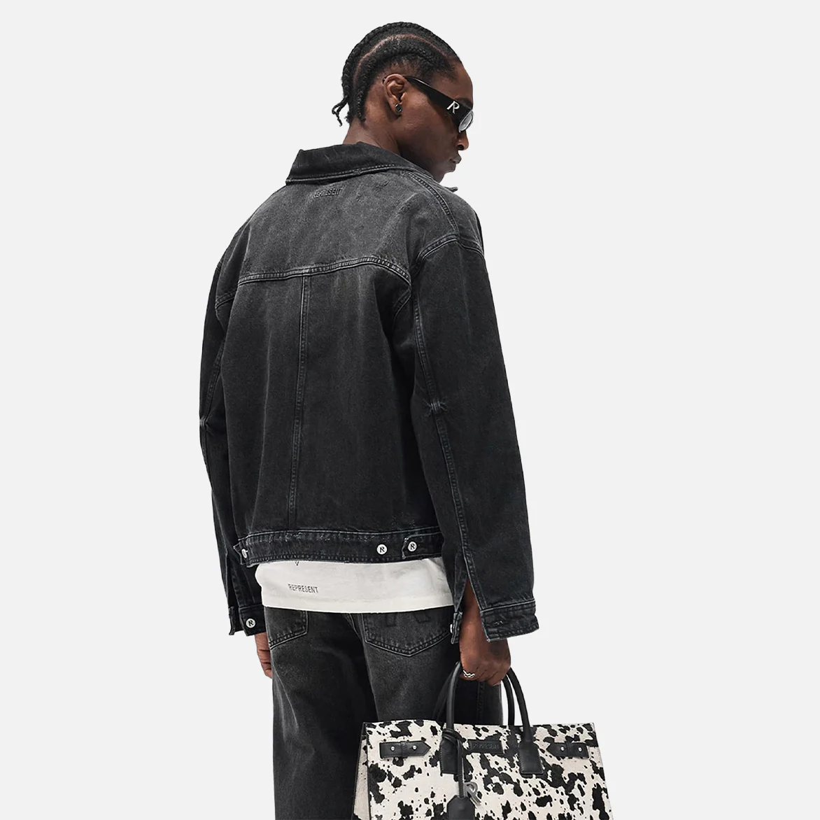 COLLARED DENIM JACKET - AGED BLACK - Image 3