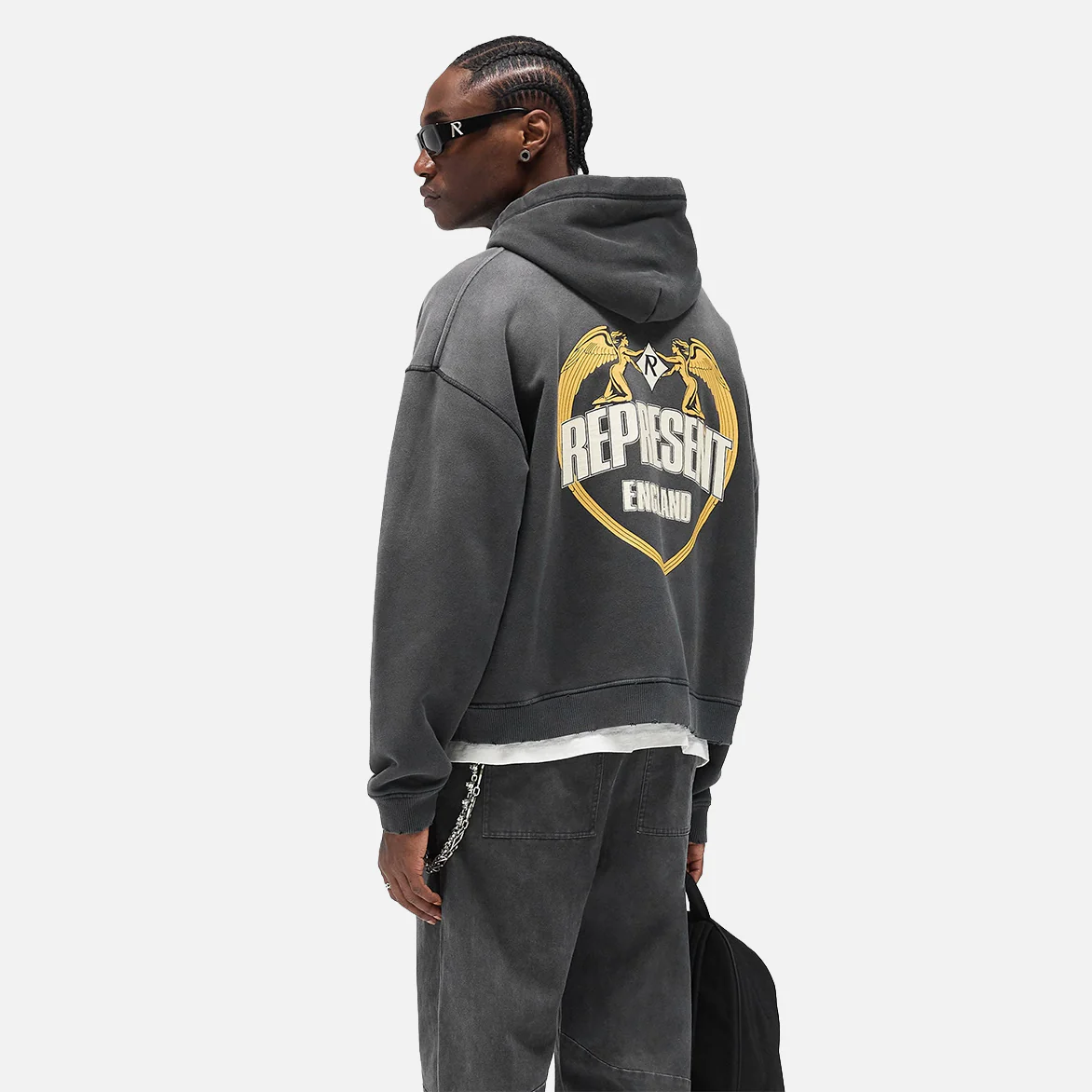 ANGEL BORDER HOODIE - STAINED BLACK - Image 4