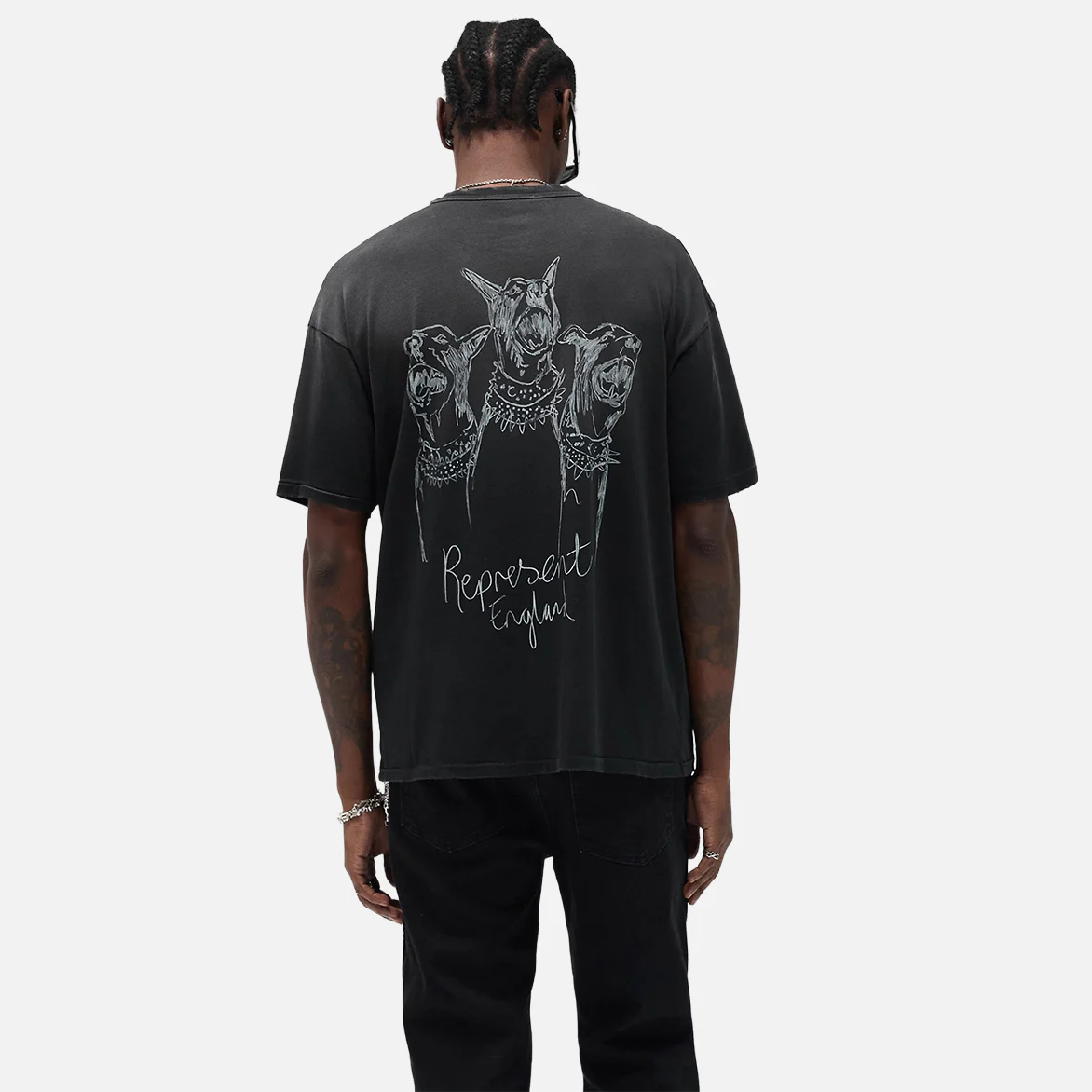 HAND DRAWN THOROUGHBRED DOGS T-SHIRT - AGED BLACK - Image 4