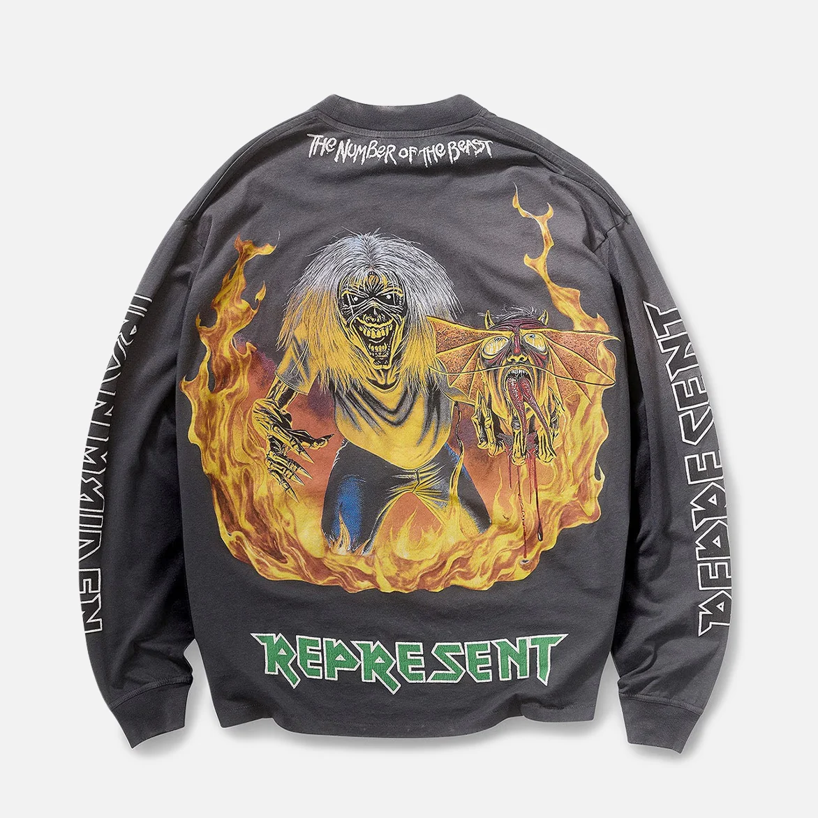 IRON MAIDEN X REPRESENT NUMBER OF THE BEAST L/S - SUNFADE GREY - Image 2