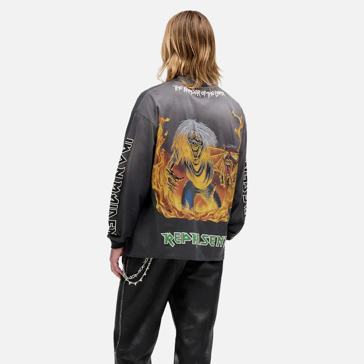 IRON MAIDEN X REPRESENT NUMBER OF THE BEAST L/S - SUNFADE GREY - Image 4