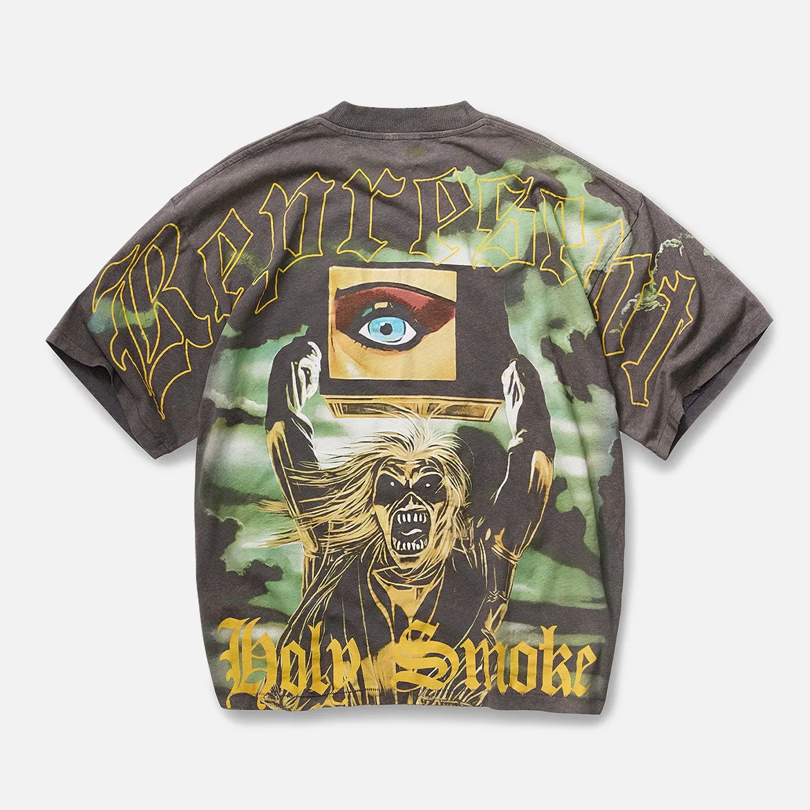 IRON MAIDEN X REPRESENT HOLY SMOKE T-SHIRT - SUNFADE GREY - Image 2