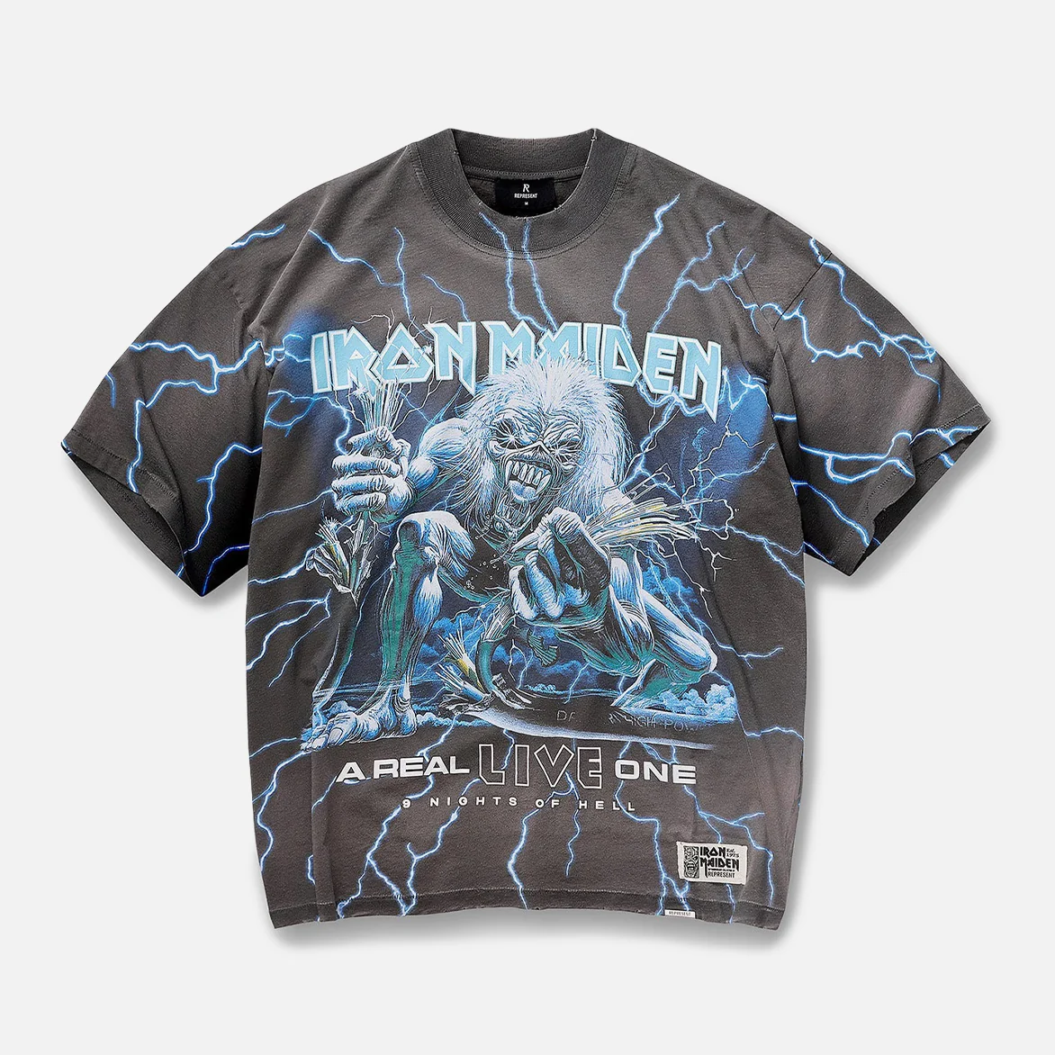 IRON MAIDEN X REPRESENT A REAL LIVE ONE T-SHIRT - SUNFADE GREY