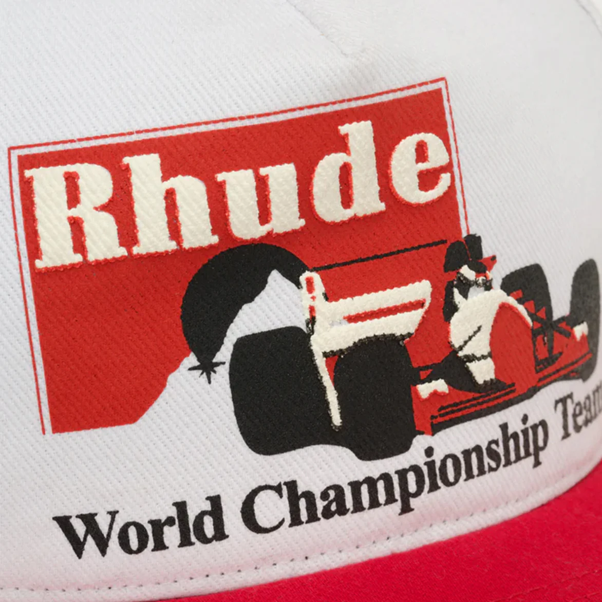 RHUDE TROPHY RACING HAT - WHITE / RED - Image 3