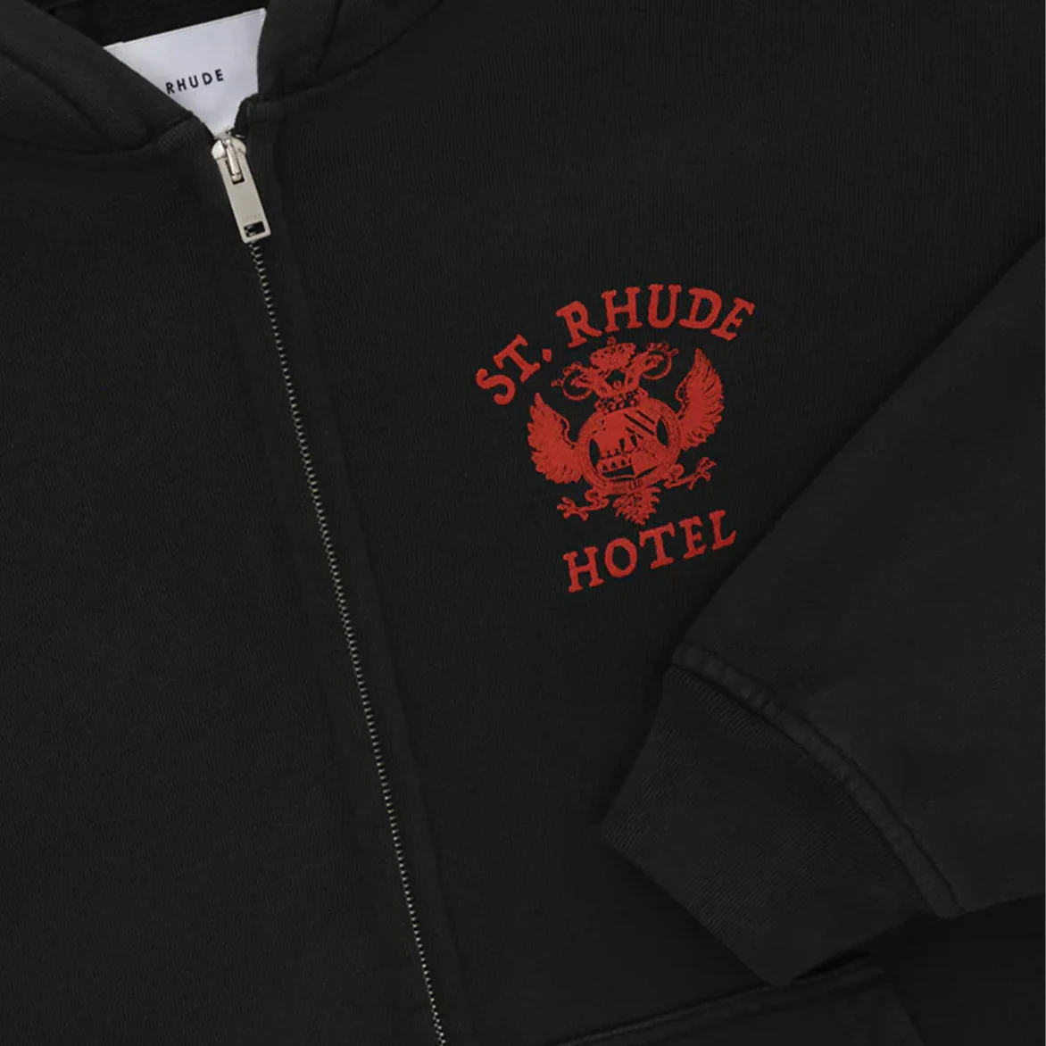 ST. RHUDE SEAL ZIP-UP HOODIE - VINTAGE BLACK / RED - Image 3