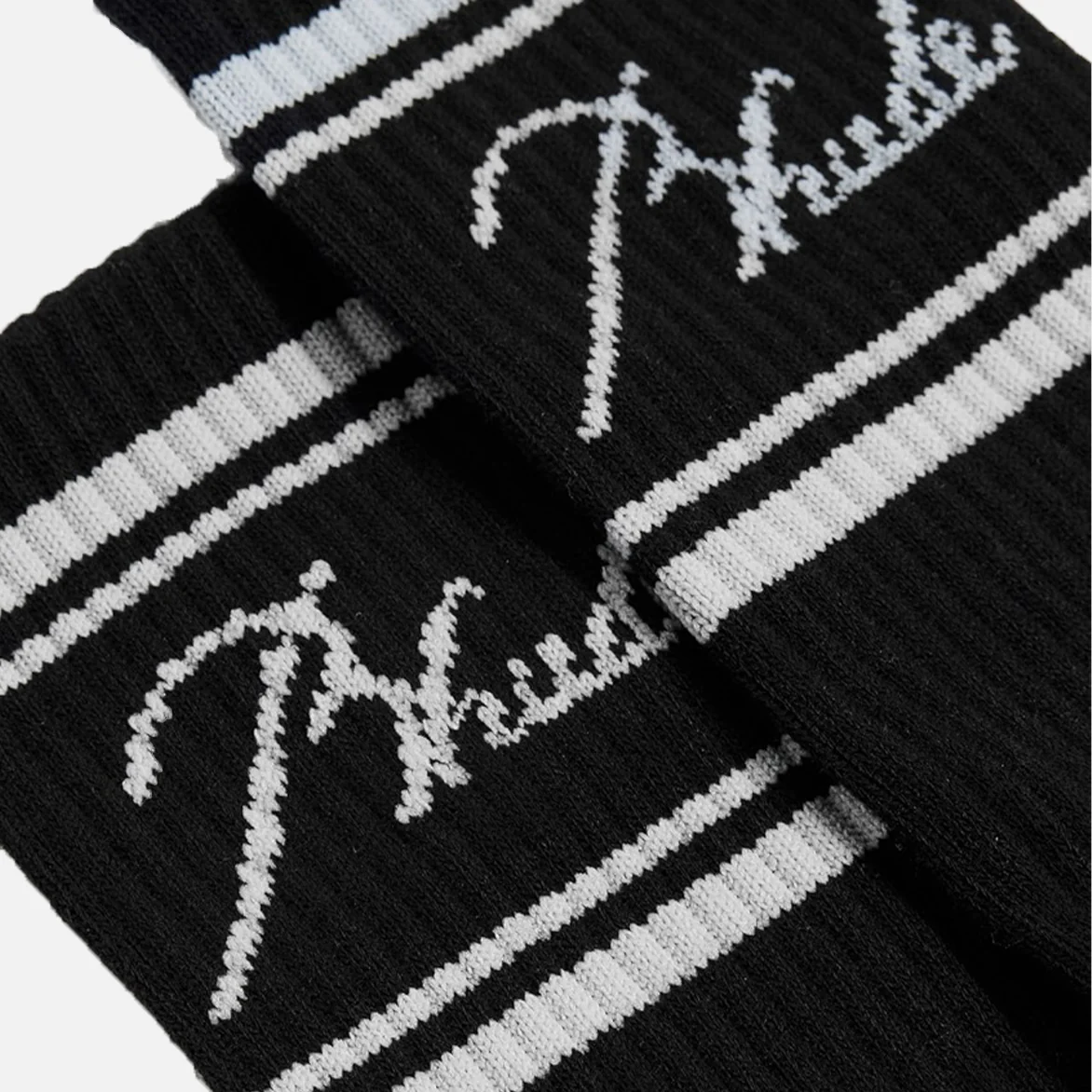 RHUDE SCRIPT LOGO SOCK - BLACK / LIGHT BLUE - Image 2