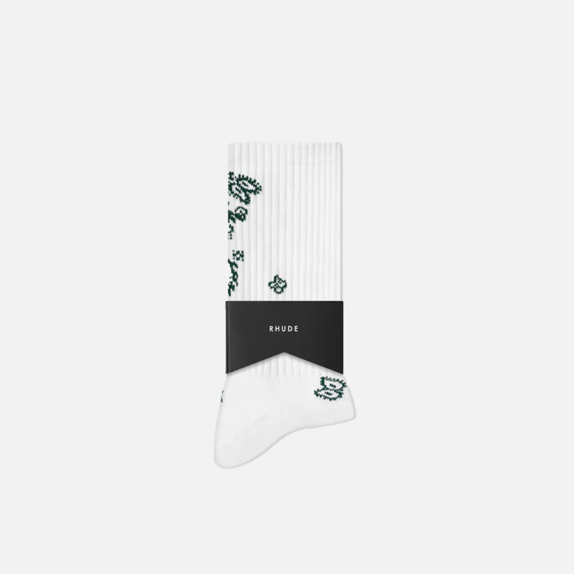 RHUDE BANDANA SOCK - WHITE / GREEN - Image 3