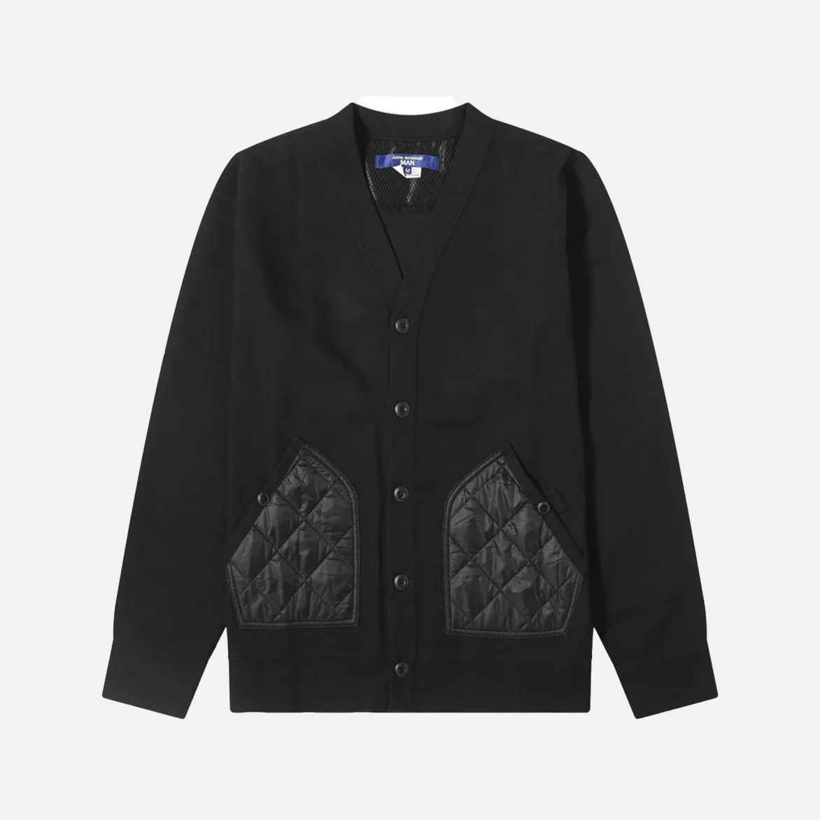 QUILTED POCKET CARDIGAN - BLACK