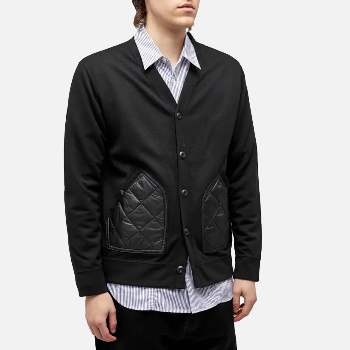 QUILTED POCKET CARDIGAN - BLACK - Image 2
